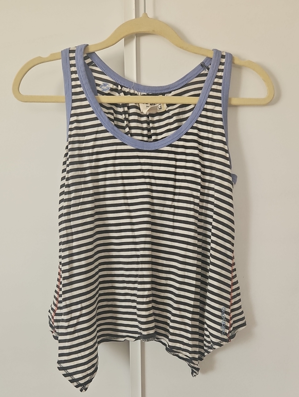 Billabong Striped Black and White Tank Top with Lavender Trim